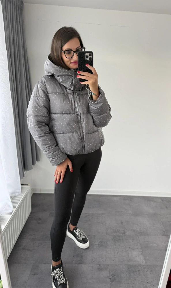 Šedá bundička s kamínky "DIAMOND"