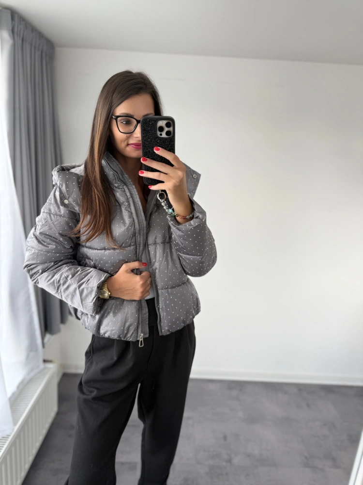 Šedá bundička s kamínky "DIAMOND"